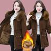 Parker Mid-length Padded Jacket Winter Women's Loose Plus Velvet Padded Jacket Lamb Down Padded Jacket Thicked Jacket