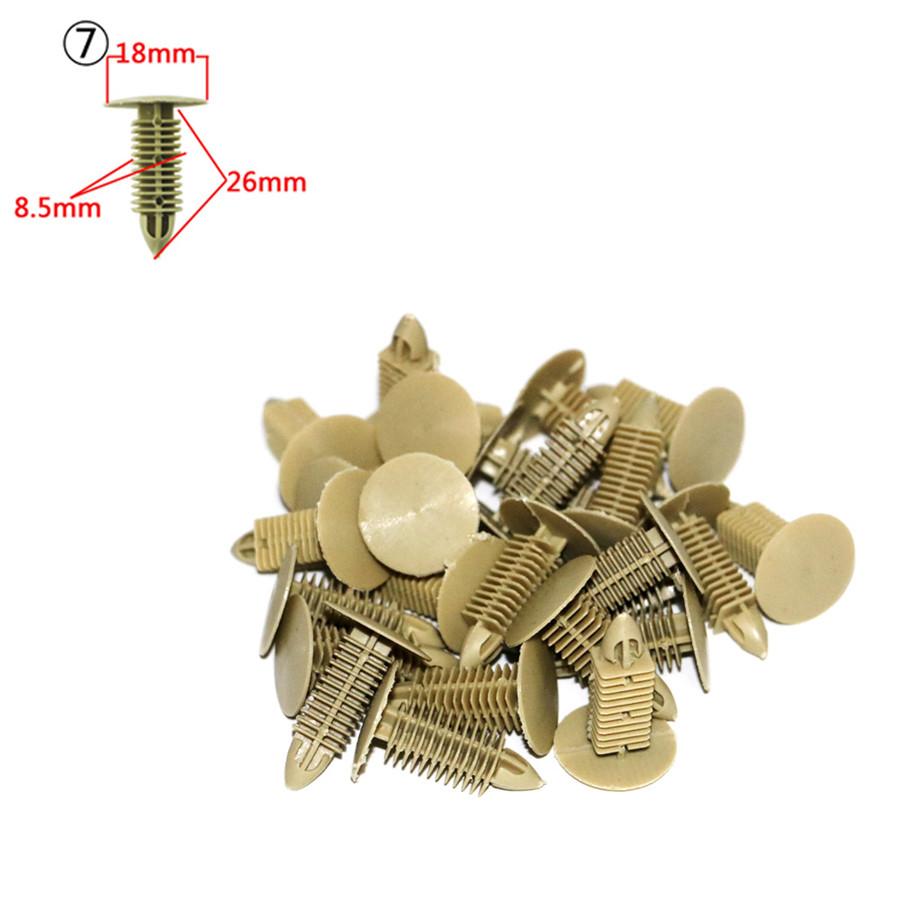 100 шт. смешанные автомобильные клипсы, пистоны для крыла и двери, нажимные клипсы, подкладка для автомобилей, зазубрины, пистоны, автомобильные крепежные элементы, аксессуары