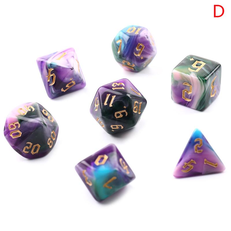 7Pcs/Set Four-Color Multi-Sided Digital Dice Set Running Group Game Dice