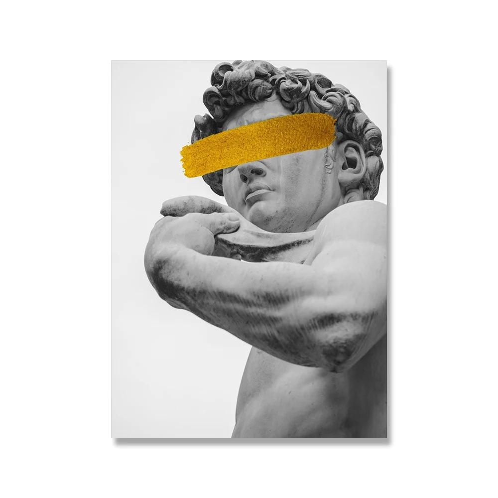Современная мраморная скульптура Аполлона Настенное искусство Дэвид Граффити HD Холст Постеры Принты Домашний декор Спальня Гостиная Подарки