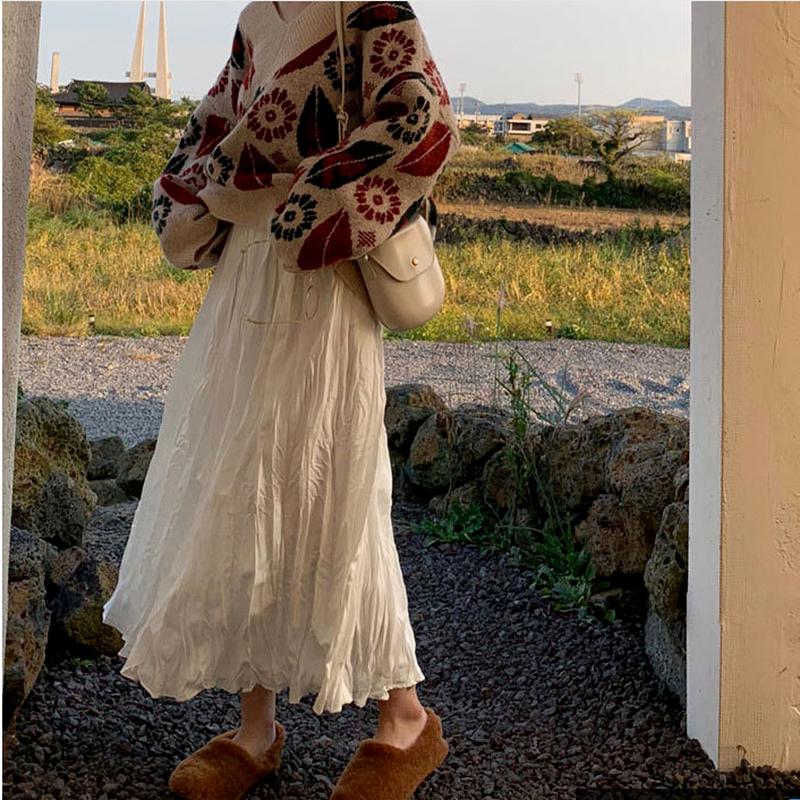 Длинные юбки больших размеров, плиссированная юбка-миди, летняя женская эластичная талия, элегантные повседневные юбки, женская осенняя темпераментная одежда