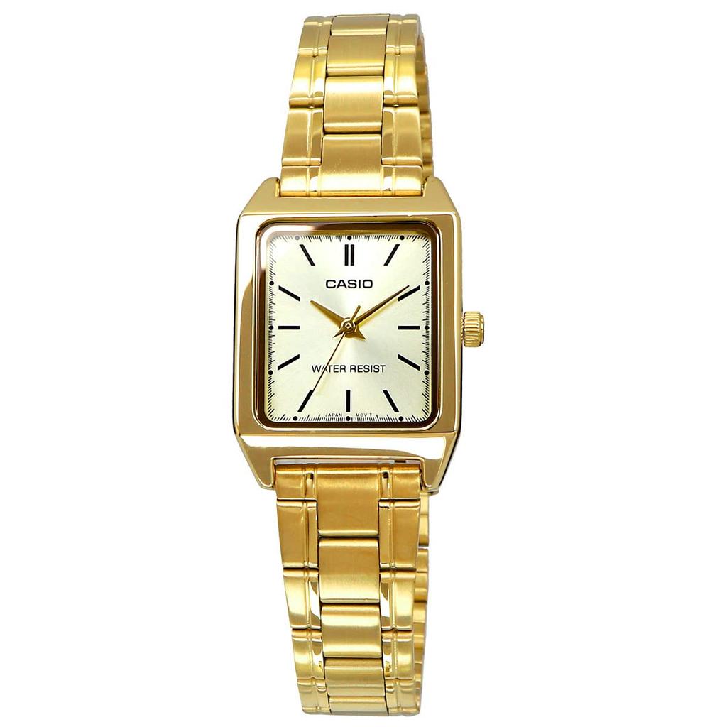 Casio Стандартные женские часы LTP-V007G-9E с золотым металлическим ремешком