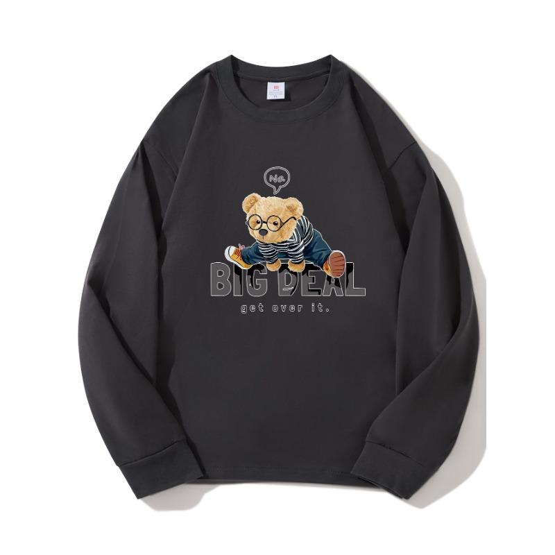 Большая осенняя одежда с длинными рукавами из чистого хлопка, новый мужской и женский топ, весенний внутренний слой, базовая рубашка, круглый вырез