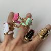 Korean Style Frog Drip Oil Ring Geometric Enamel Ring Creative Painting Ring  Gift
