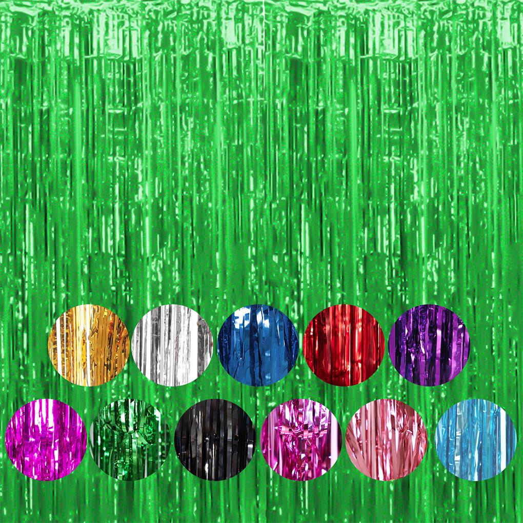 1 шт. Набор из 6,5 футов золотой алюминиевой фольги, ленточки, украшения для вечеринки по случаю дня рождения, занавеска с мишурой, фон, занавеска с бахромой