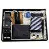 Fancy & Yc M2901 Low MOQ 1PCS Men Business Gifts Set 8-piece Quartz Watch, Belt, Wallet, Tie, Pen, Bracelet, Cuff Link, with Box