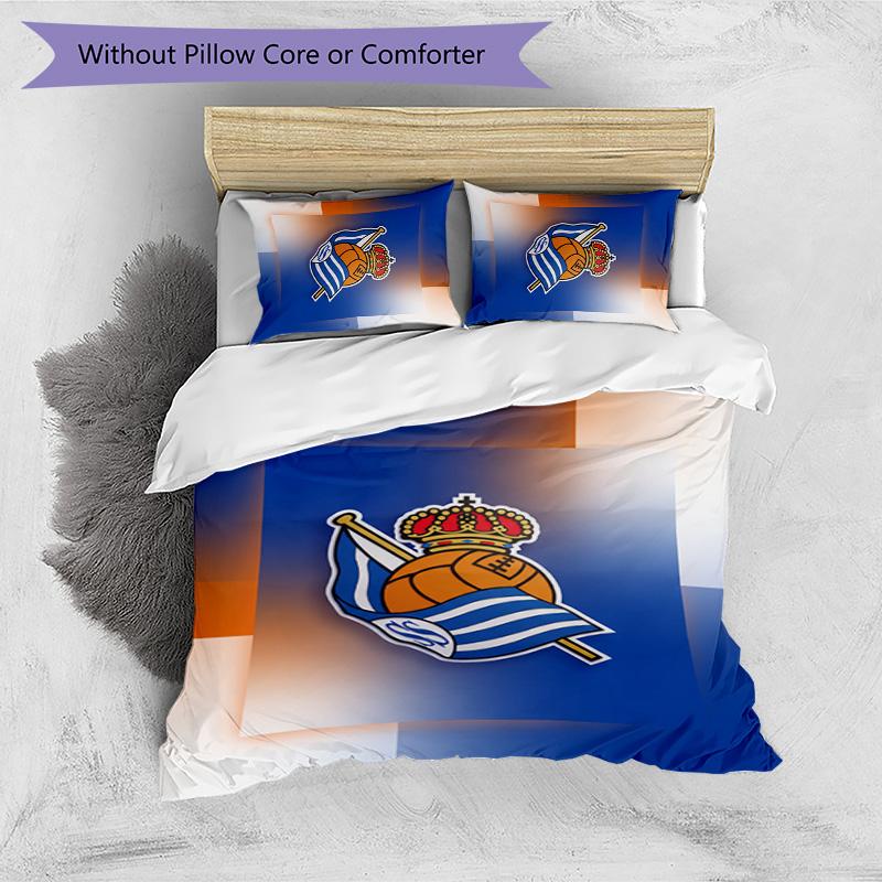 Real Sociedad FC Printed 3PCS Bedding Set Breathable Duvet Cover with Pillowcases Decorative Bed Linen for Bedroom Home
