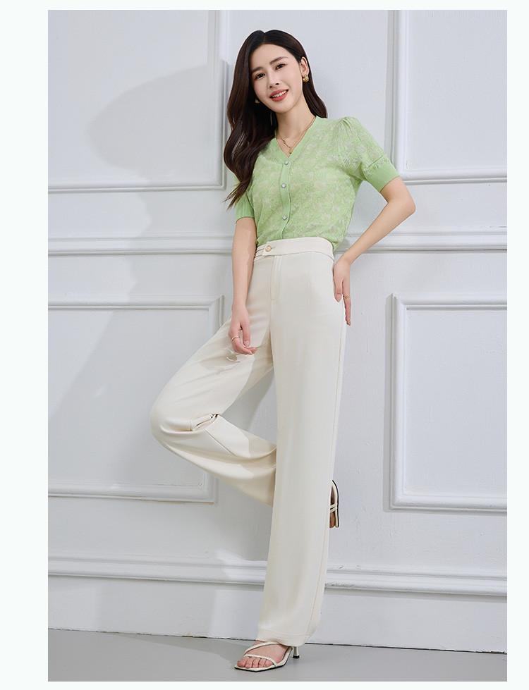 Summer thin and simple straight leg casual pants for women