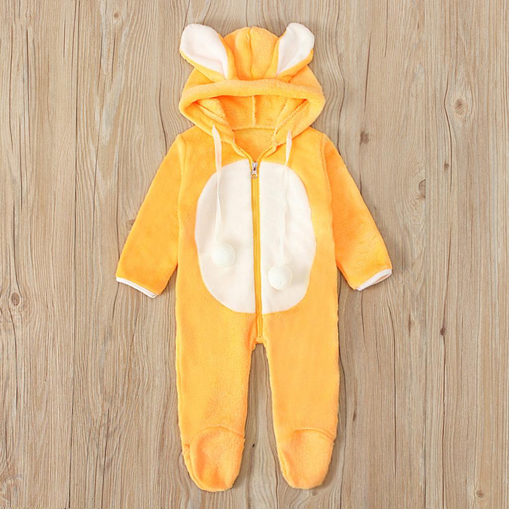 Зимний милый флисовый комбинезон для новорожденных мальчиков и девочек, теплая верхняя одежда