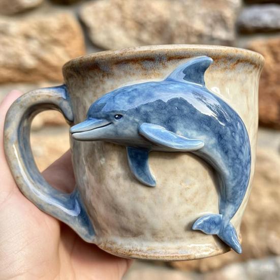 Octopus Coffee Mug 3D Sea Turtles Mermaids Whales Dolphin Water Cup for Sea Lovers Handmade Ocean Creature Statue Cup Gifts for Ocean Enthusiasts