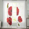 Красный цветок мак тюль занавески для гостиной украшения современный шифон прозрачный вуаль кухонные занавески