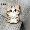 Cat Jewelry Decorative Brooch Enamel Cartoon Shape Zinc Alloy Lapel Pin Sweater Dress Suit Badge Versatile Outfit Accessory Women