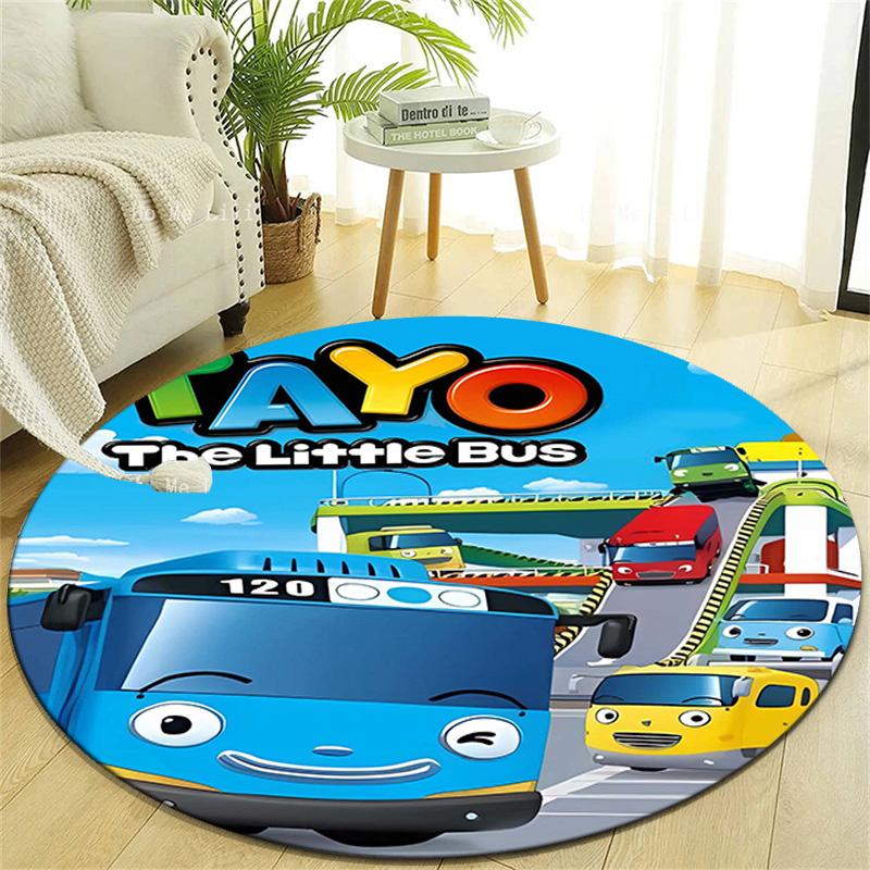 1pc Tayo The Little Bus3 Design Printed Area Round Carpet for Bedroom Living Room Home Decor Rugs Mat Non Slip Mat Rug for Bedside