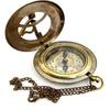Sundial Compass, Steampunk Brass Sundial Compass, Sundial Watch with Wooden Box Brass Nautical Home Décor Gift Maritime Instrument Hiking
