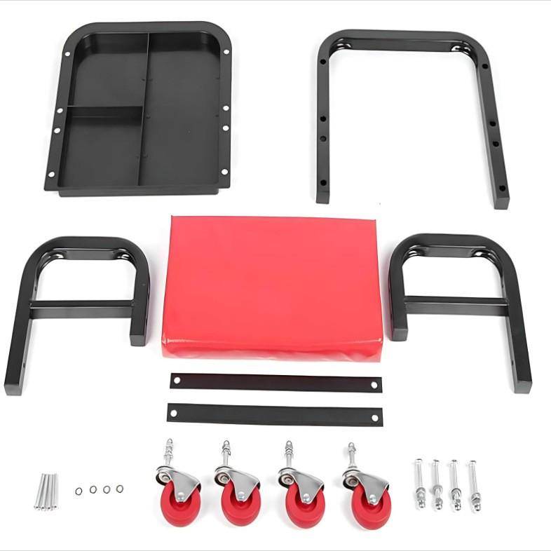 U-shaped Crossbar Repair Stool with Tray Storage - Multifunctional Creeper Seat for Auto Repair and Detailing
