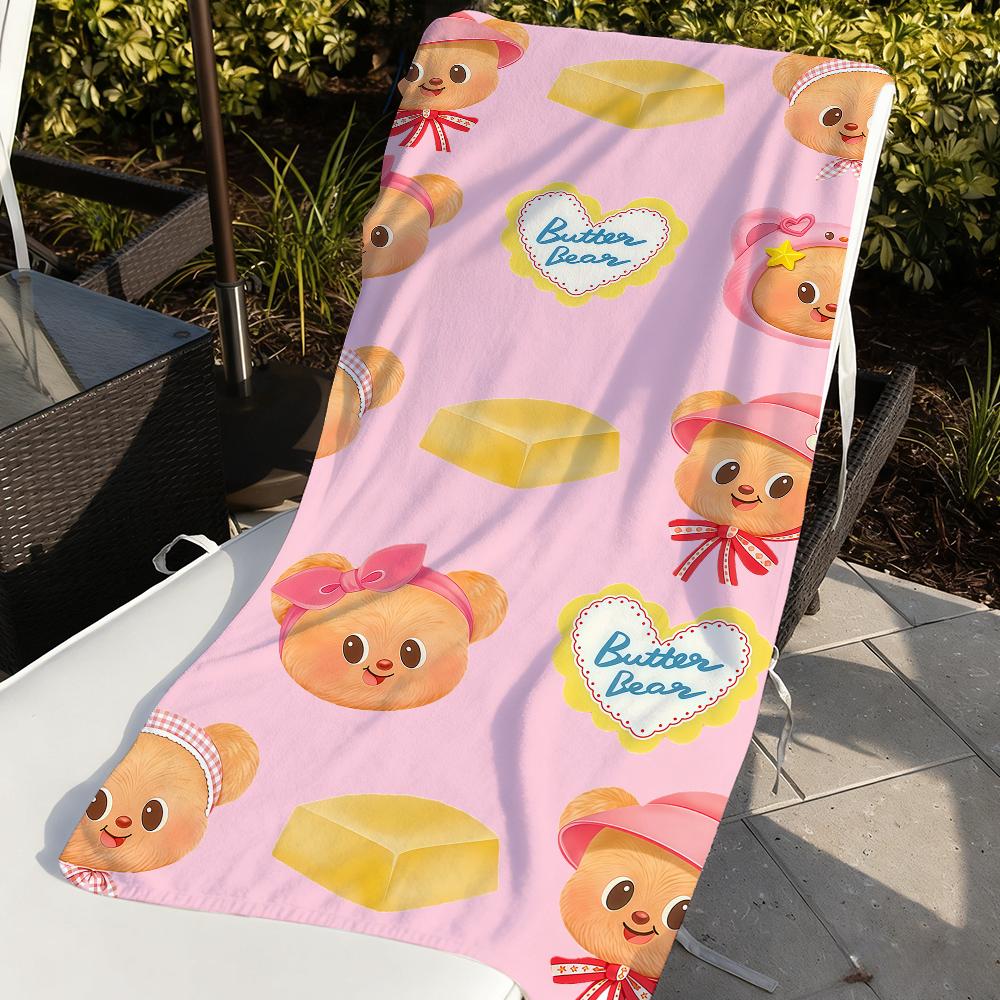 Милое мультяшное пляжное полотенце B-Butterbear для пляжей, студий йоги, спортзалов, горячих источников, бассейнов и пикников