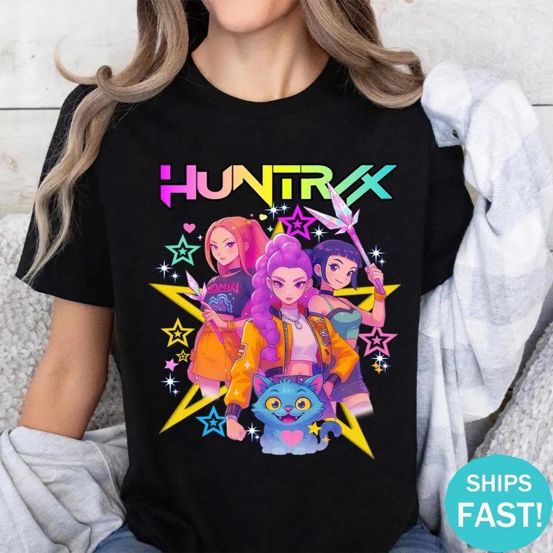 Huntrix Demon Hunters Comfort Colors T Shirt Family Birthday T Shirts Birthday Gift Kid DemonHunter Merch Kpop Youth Shirt