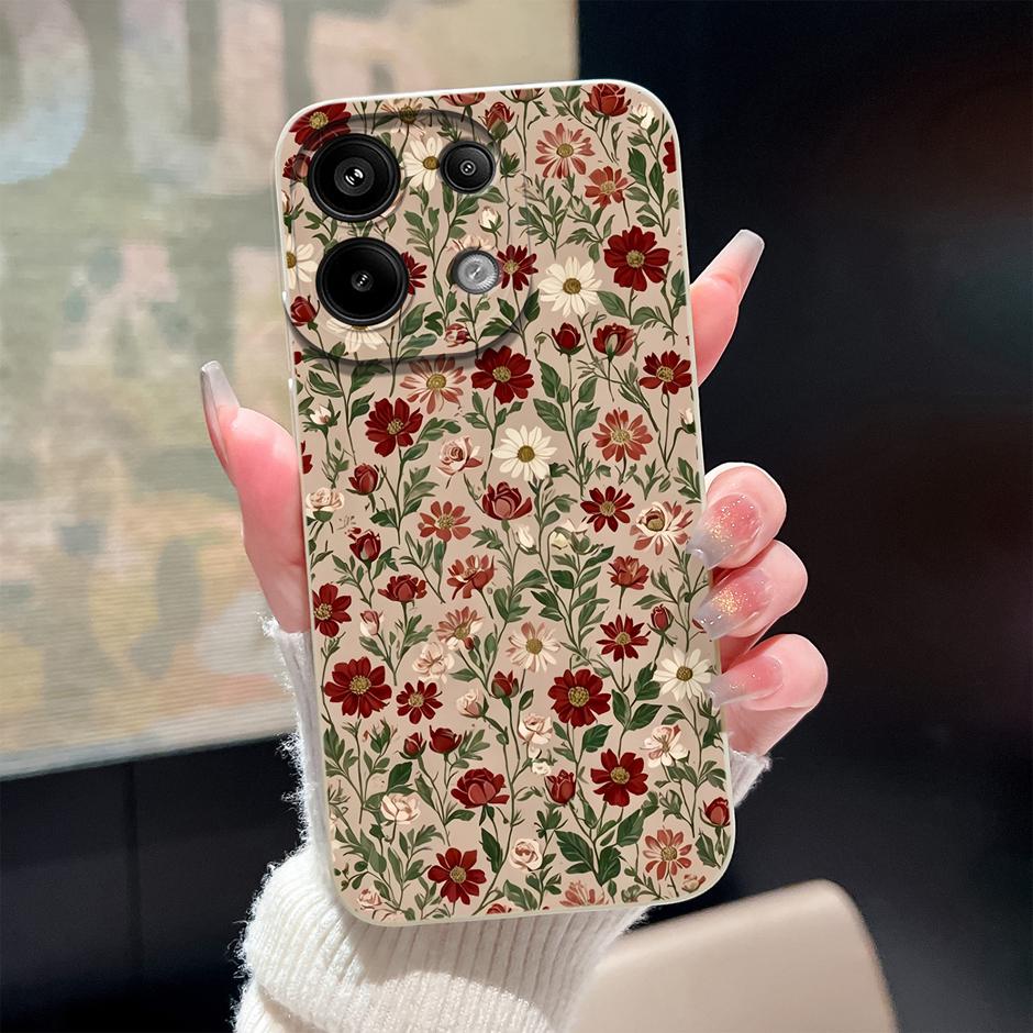 Чехол Для Redmi Note13 13Pro 13 Pro+ Масляная Живопись Цветок Защита от Падения Минималистичный Защитный Для Xiaomi Redmi Note 13 Pro Plus Funda