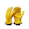 Cowhide Full Riding Gloves Knit Wrist Smooth Texture 17-inch Length-Stab-resistant for Outdoor Camping Gardening Work Labor