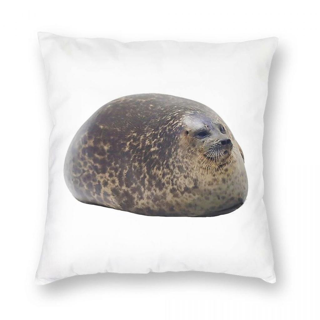Chubby Seal Pillowcase Polyester Linen Velvet Printed Zip Decor Throw Pillow Case Car Cushion Cover 45X45