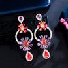 Needle Flower Series Color Zircon Flower Temperament Water Drop Earrings Long Skinny Earrings Earrings