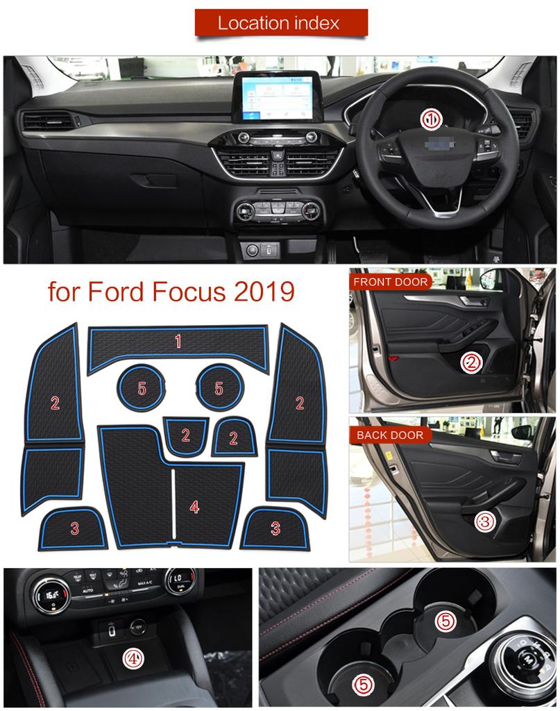 Smabee Gate Slot Cup Pad для Ford FOCUS 2019 Автомобильные аксессуары для интерьера Резиновые нескользящие коврики Противоскользящий коврик Наклейка на автомобиль