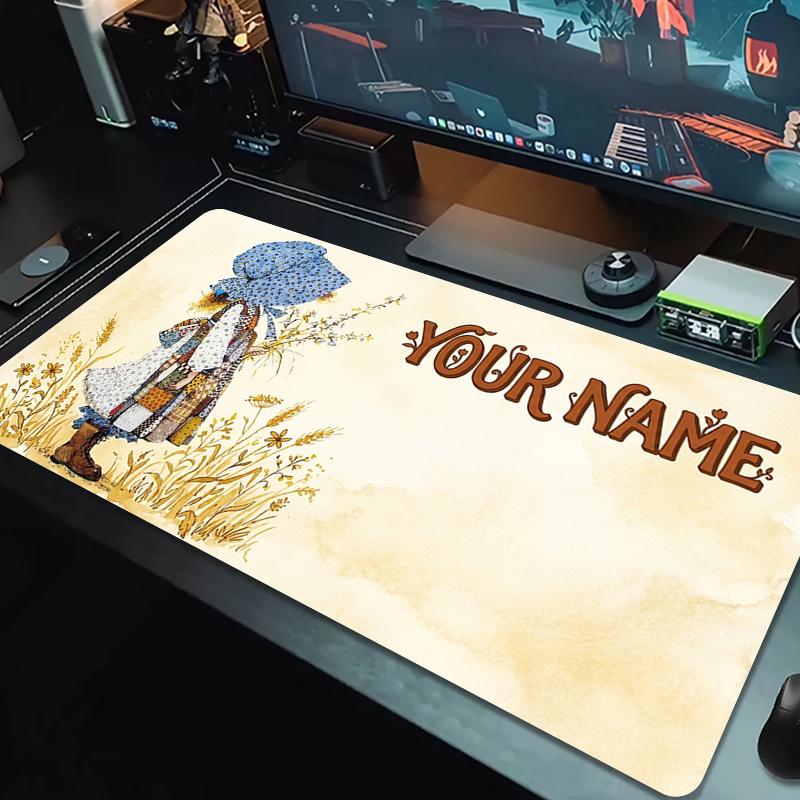 Custom Name Holly Hobbie Mouse Pad Large Gaming Table Cushion Non-slip Laptop Tablet Big Mousepad XXL Mat Mini PC Playmat With Lock edge_XIA