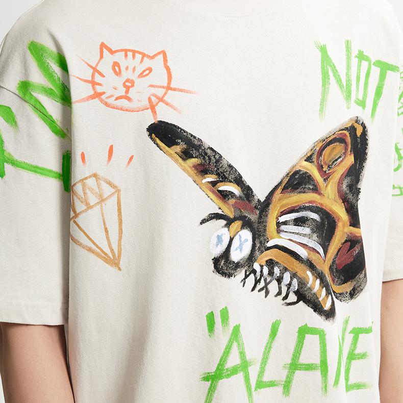 Уличная одежда Футболка оверсайз с графикой бабочки Хлопковая футболка Унисекс Топы Футболки Летняя футболка с короткими рукавами