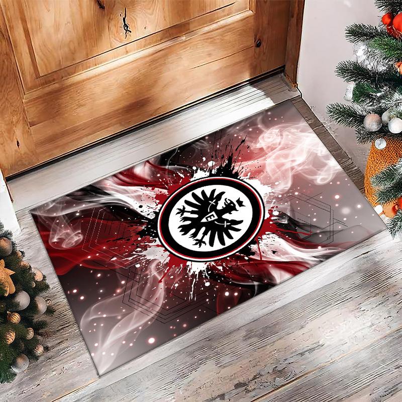 Eintracht Frankfurt Football Print Crystal Velvet Rug, Comfortable Water Absorbent Non Slip Indoor Floor Carpet