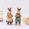 1 Pc Cute Cartoon Back Bamboo Basket Rabbit, Resin Handicraft Ornament, Festival Gift, Hardcover Home Decoration Ornament