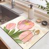 4pcs Flower Household Kitchen Drain Pad Non-slip Absorbent Bathroom Door Diatom Mud Carpet