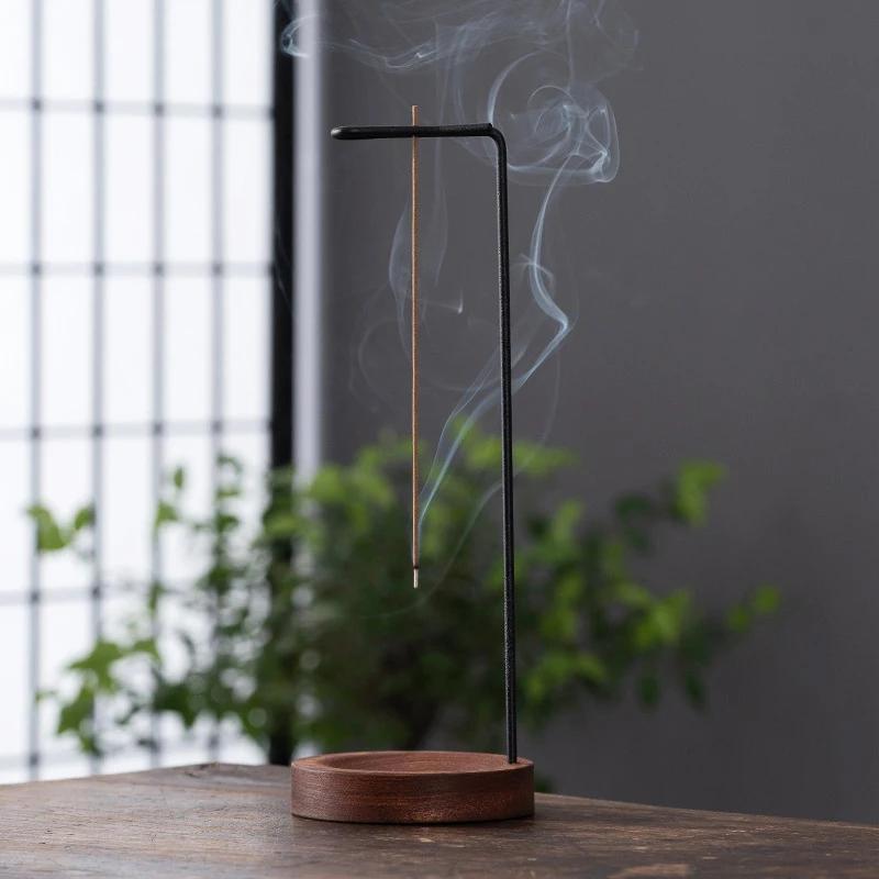 Zen-Style Wooden Upside Down Incense Burner - Unique Smoke-Flow Design Handcrafted Home Decor for Bedroom/Yoga Meditation & Gift