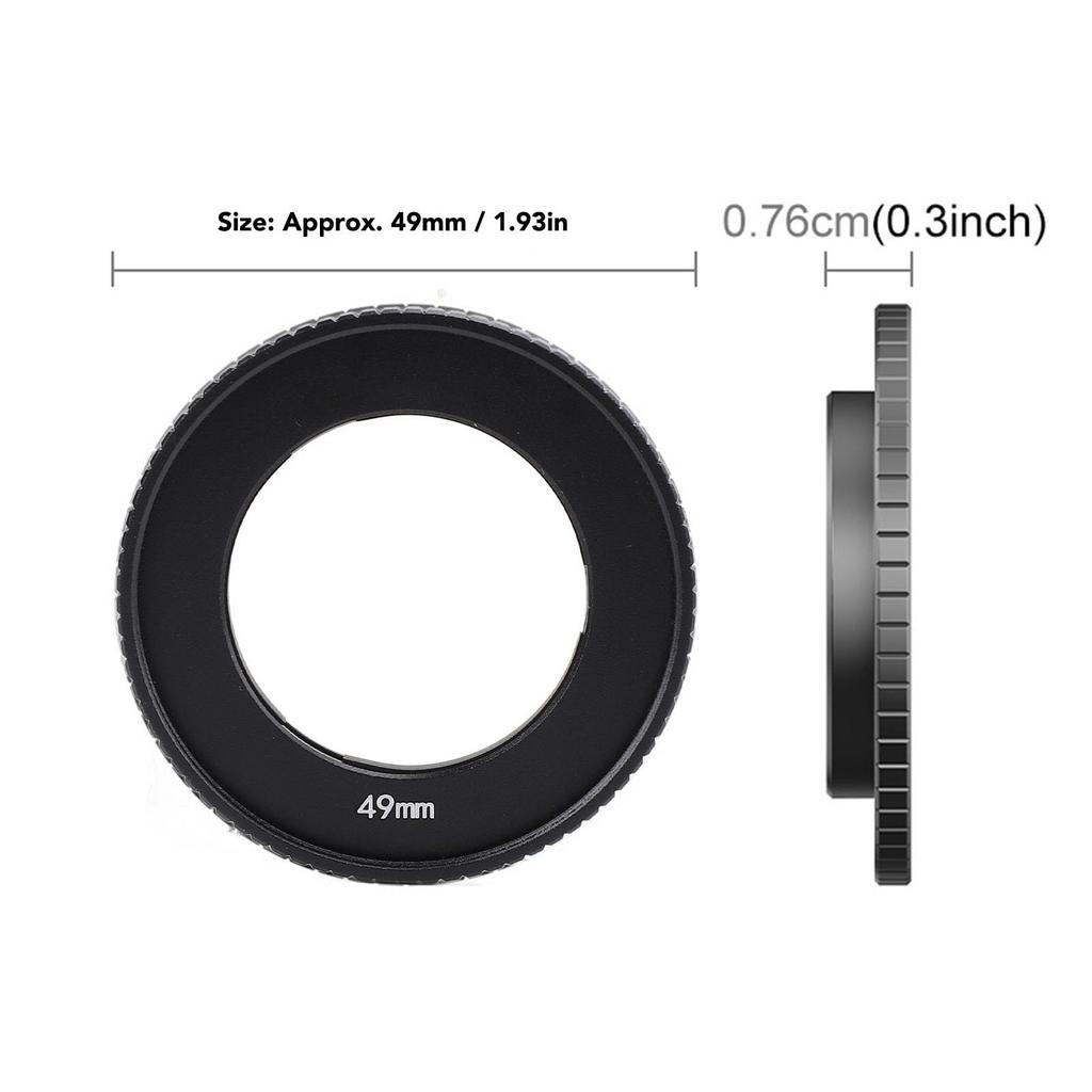 Action4 49MM Адаптер для объектива Алюминиевый сплав Адаптер для фильтра камеры Резина Высокий ЧПУ Совместим с 49MM Круглое фильтрующее кольцо, Кольцо, Нескользящая накладка, Прочность,
