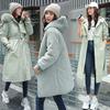 Новые женские длинные куртки осень-зима однотонные съемные плюшевые женские парки с капюшоном и меховым воротником толстое пальто-пуховик