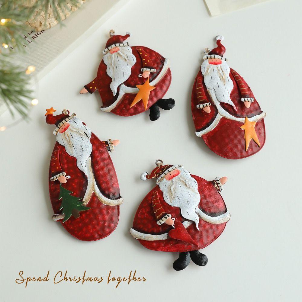 Cartoon Santa Christmas Tree Pendant Red Xmas Tree Decoration Creative Drop Ornament  Gift