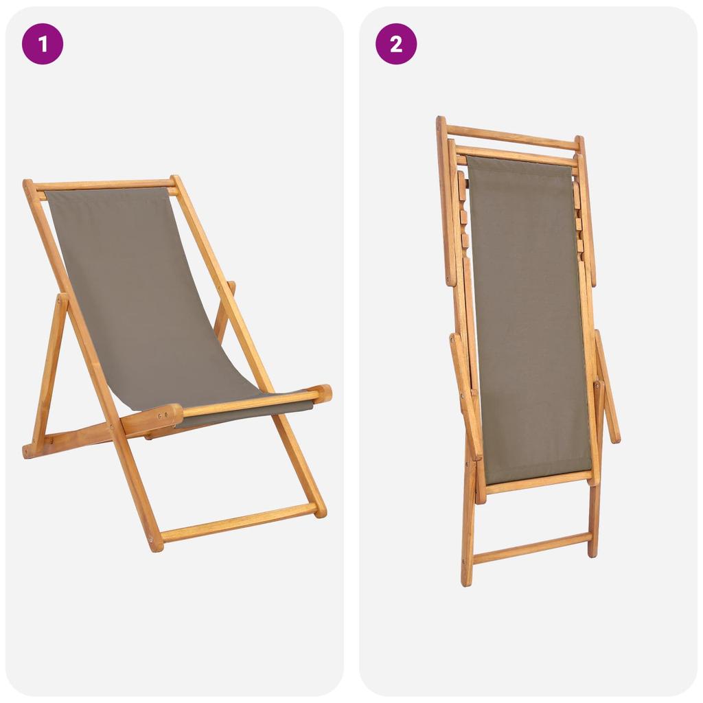Lounge Chair Taupe Solid Teak Wood