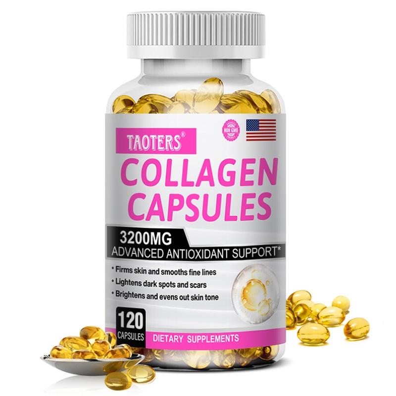 Taoters Collagen Complex Supplement 3200mg with Vitamin C, E, Glutathione, Milk Thistle, ALA & Kale, 120 Caps