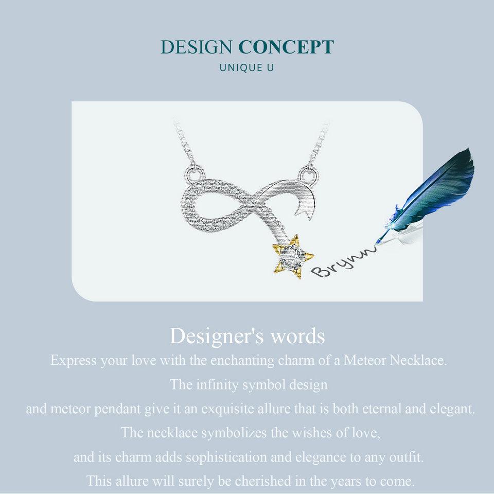 BAMOER из стерлингового серебра 925 пробы, кулон «Бесконечность любви», ожерелье, цепочка на шею «Метеор» для женщин, подарок на годовщину, ювелирные украшения