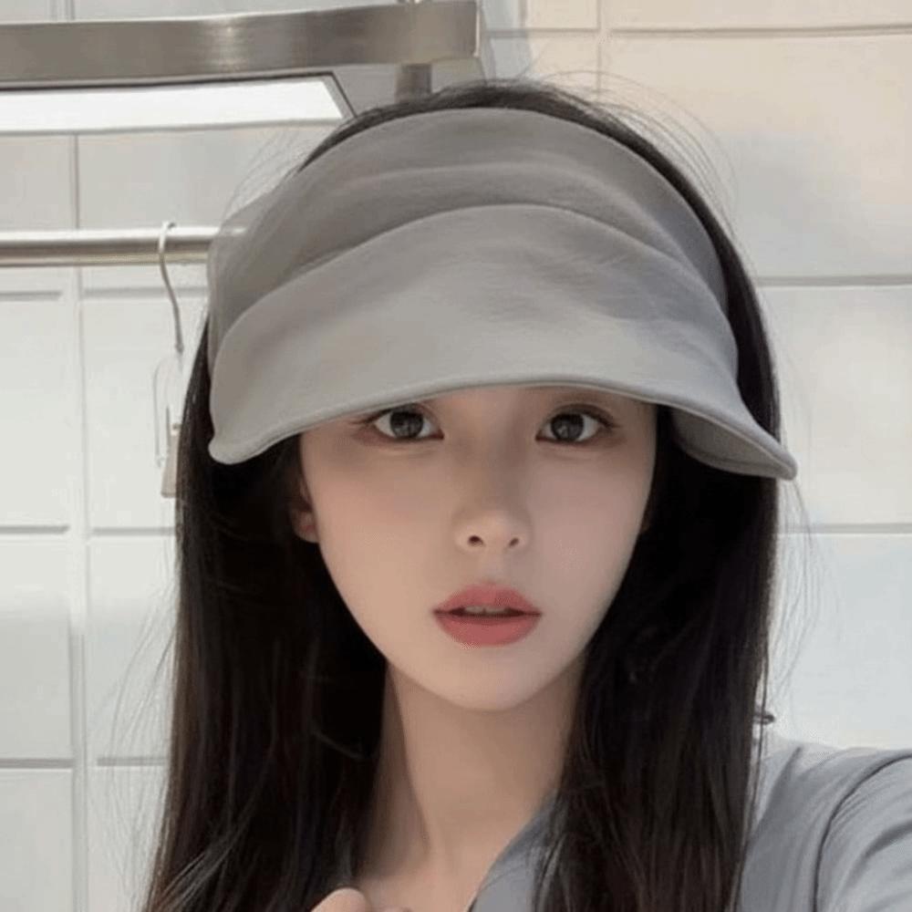 Solid Color Folding Sunshade Hat Portable Sunscreen Empty Top Hat Wide Brim Visor Caps Vacation