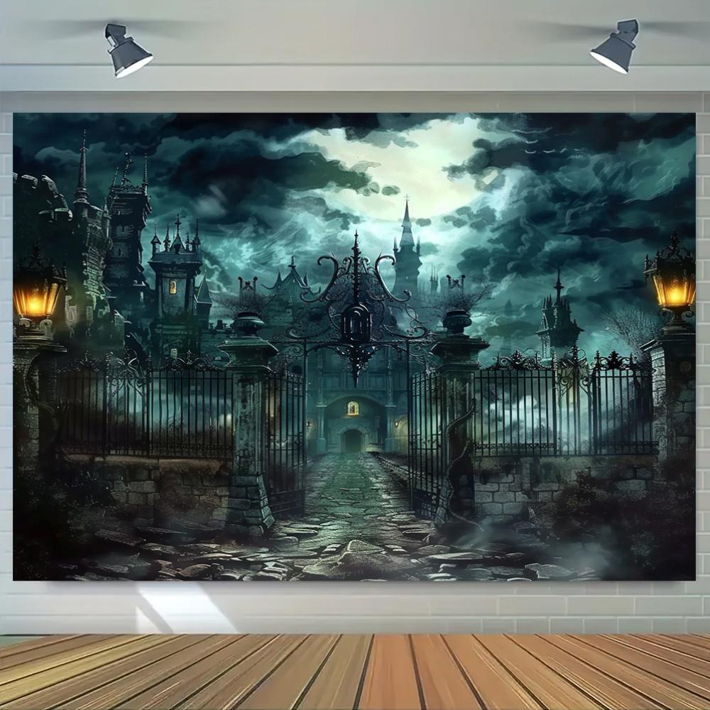 VIKAMA Dark Gothic Castle Moonnight Tapestry eerie Castle Gate Printed Hanging Cloth Room Decoration