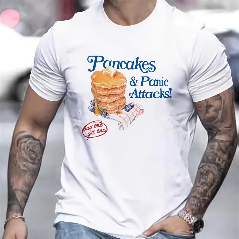 Футболка с логотипом Pancakes & Panic Attacks, мягкая, дышащая и устойчивая к выцветанию, классического кроя для повседневной носки