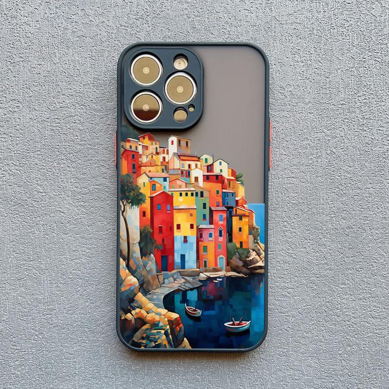 Чехол для телефона «Городской приморский городок» для iPhone 16 15 14 13 12 11 Pro Max Mini X XS XR SE 7 8 Plus Ударопрочный матовый жесткий чехол Fundas