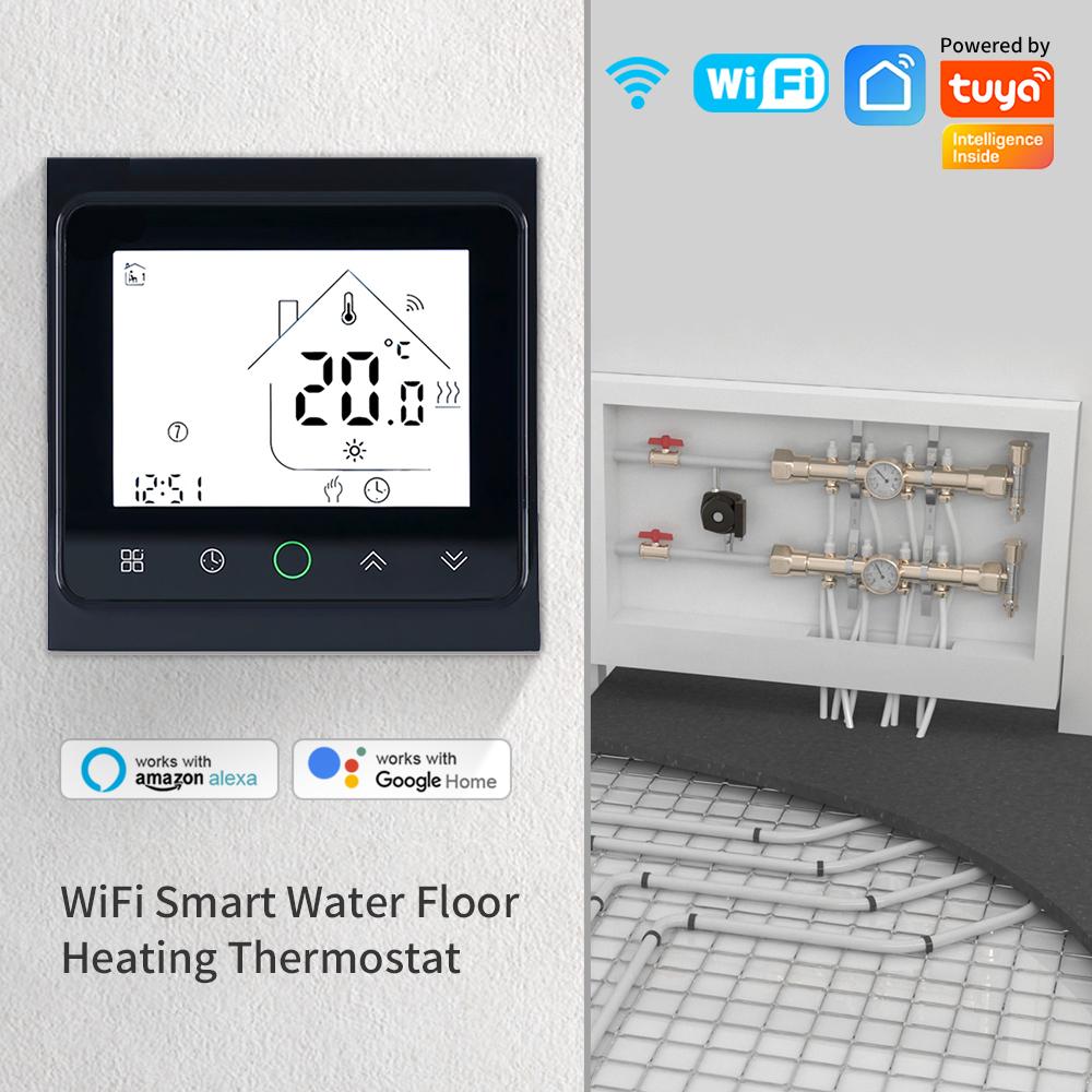 Умный WiFi термостат AC230V 3A 16A Управление через приложение/голос для напольного отопления с цифровым ЖК-дисплеем и настенным монтажом