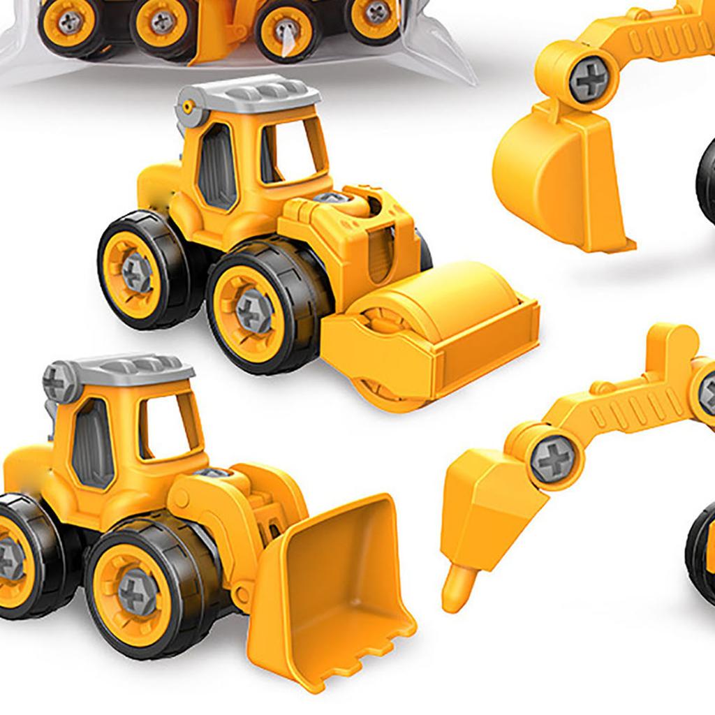 Наборы строительной техники для малышей Симуляция Включают 4 транспортных средства Пазл Детская разборная игрушечная машинка
