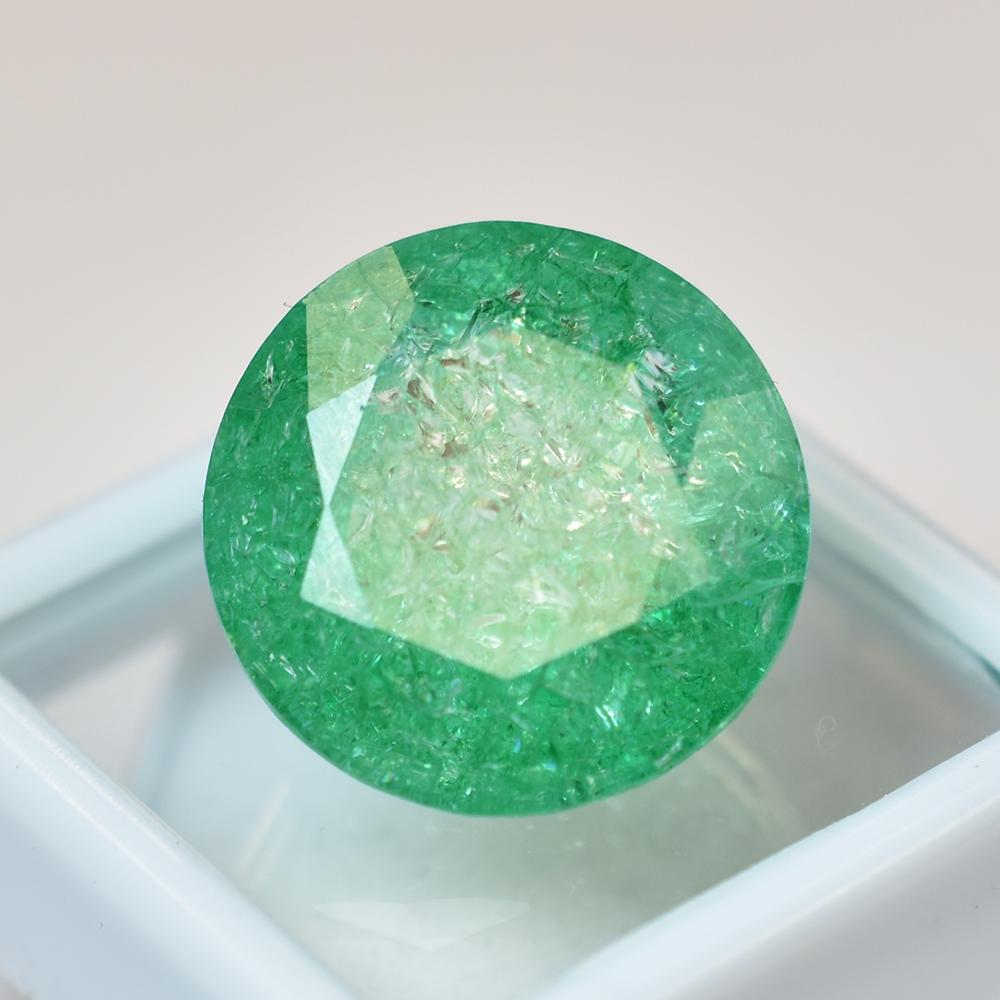 Natural Green Emerald Loose Gemstone 26.95 ct Round Cut for Jewelry Making and Gem Collections