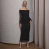 Women's Summer Temperament Sheath Long Sleeve Mesh Long Dresses