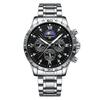 Quartz Chronograph Water Resistant To 10 ATM Stylish Hand Watch Brand Popular Business Simple Date Luminous Stainless Steel Band Men Working Adults