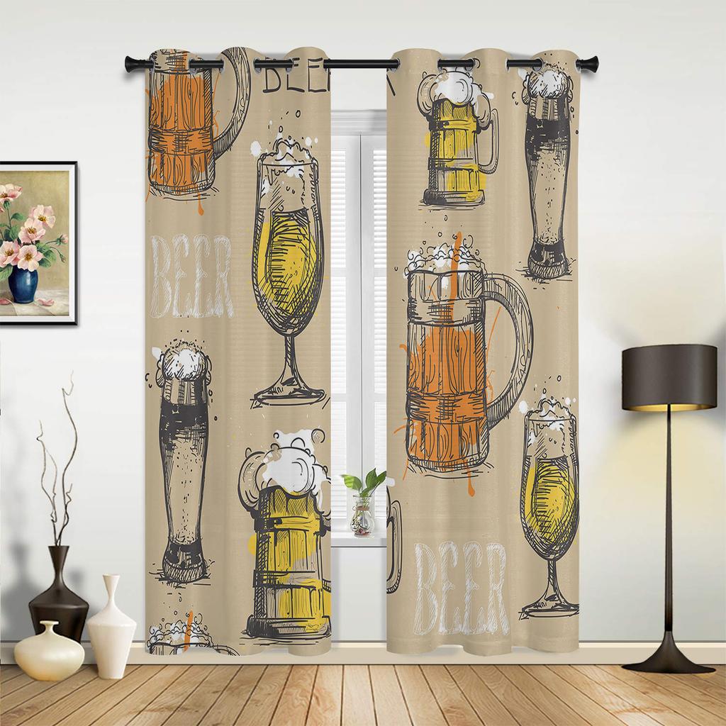 Бокал для вина, пивной камень, кирпич, ретро-шторы для окон, домашний декор, шторы для гостиной, детская комната, шторы для кухни, спальни