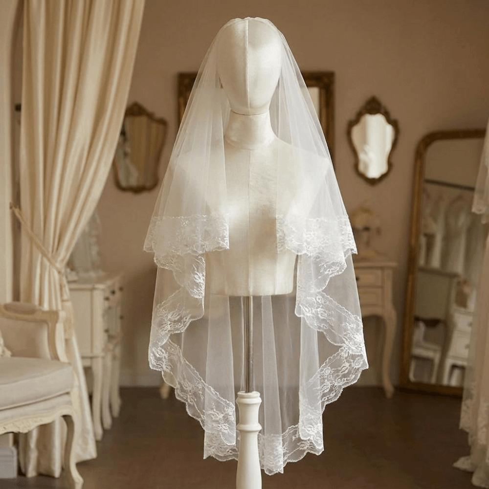 Черно-белый свадебный veil на Хэллоуин, двухслойный, с кружевом и тюлем, veil призрачной невесты, для костюмированной вечеринки