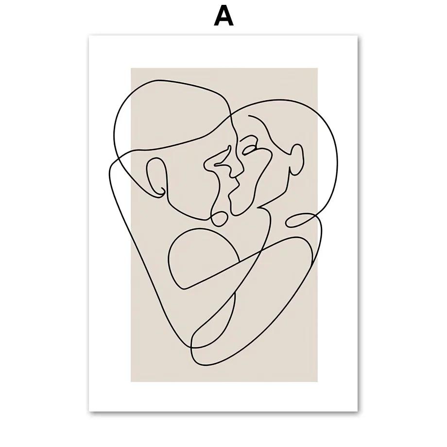 Современные абстрактные линии любви для девочек, цветочные постеры и принты, холст, живопись, настенные художественные фотографии, украшение для гостиной, дома